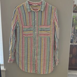 Boden Multicolor Striped Women's Linen Button Down Shirt